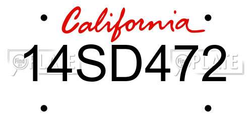 14SD472 California License Plate