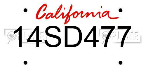 14SD477 California License Plate