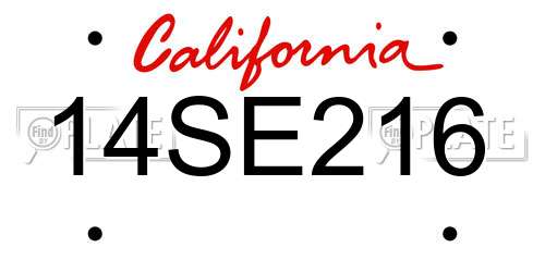14SE216 California License Plate