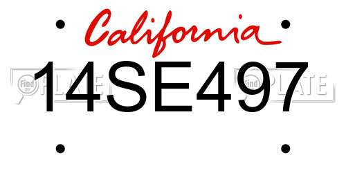 14SE497 California License Plate
