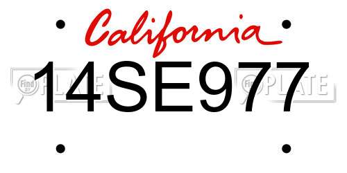 14SE977 California License Plate
