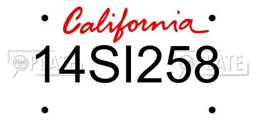 14SI258 California License Plate