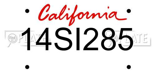 14SI285 California License Plate