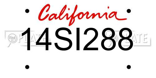 14SI288 California License Plate