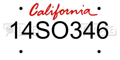 14SO346 California License Plate