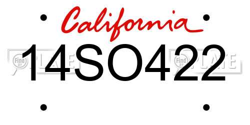 14SO422 California License Plate