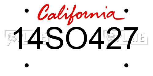 14SO427 California License Plate