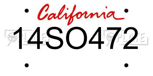 14SO472 California License Plate