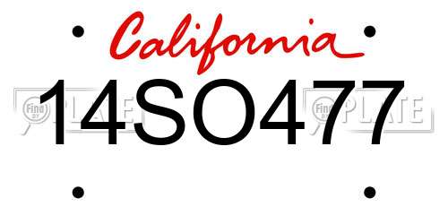 14SO477 California License Plate
