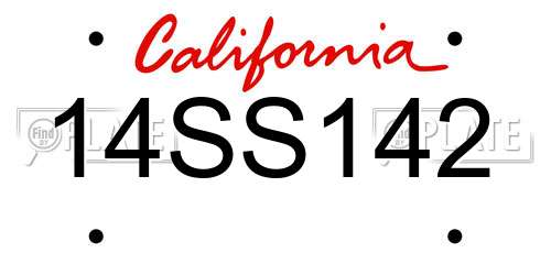 14SS142 California License Plate