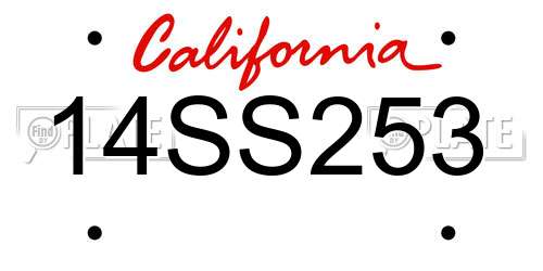 14SS253 California License Plate
