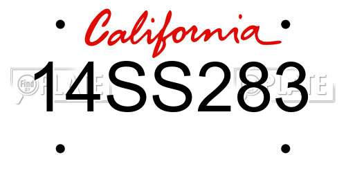 14SS283 California License Plate