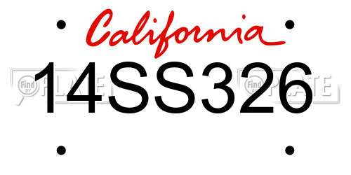 14SS326 California License Plate
