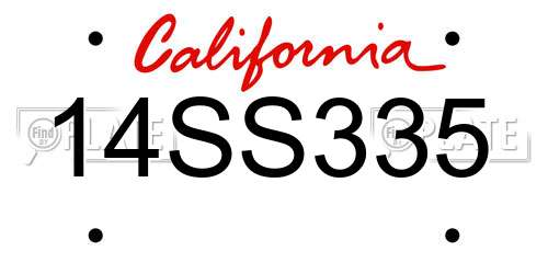 14SS335 California License Plate