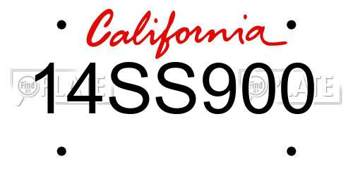 14SS900 California License Plate