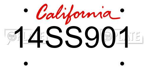 14SS901 California License Plate