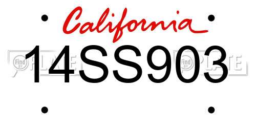 14SS903 California License Plate