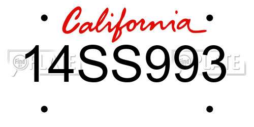 14SS993 California License Plate