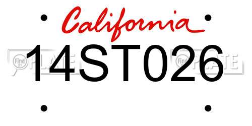 14ST026 California License Plate
