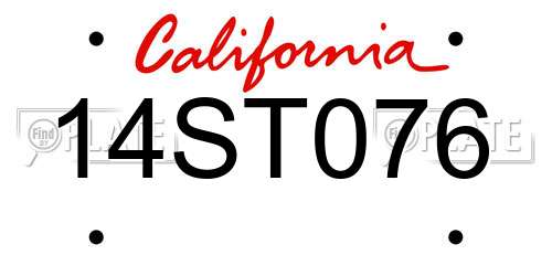 14ST076 California License Plate