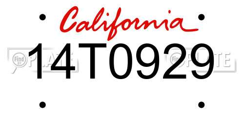 14T0929 California License Plate
