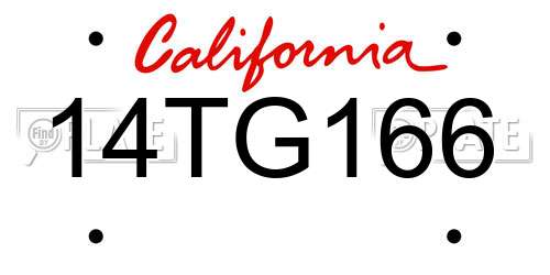14TG166 California License Plate