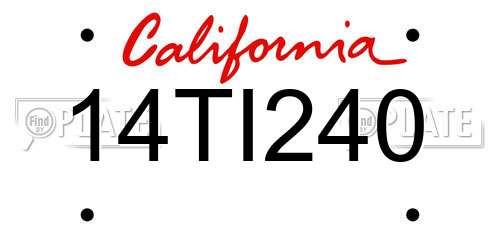 14TI240 California License Plate