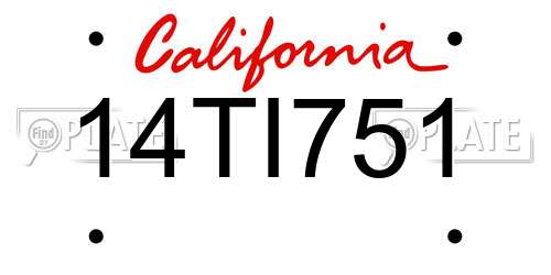 14TI751 California License Plate