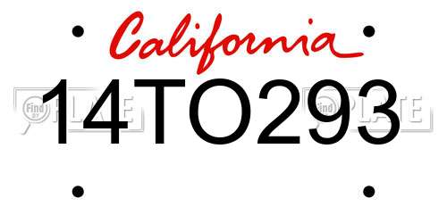 14TO293 California License Plate