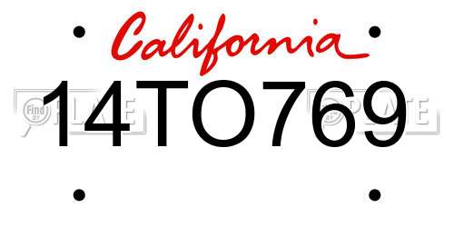 14TO769 California License Plate