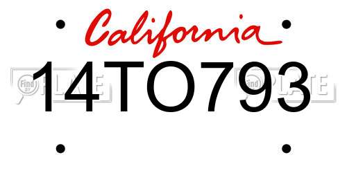 14TO793 California License Plate
