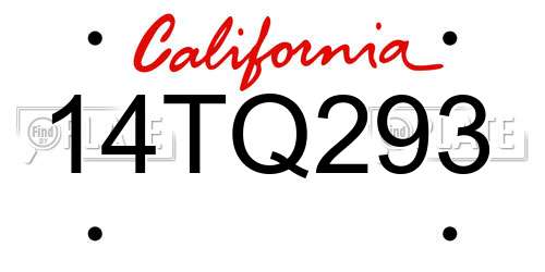 14TQ293 California License Plate