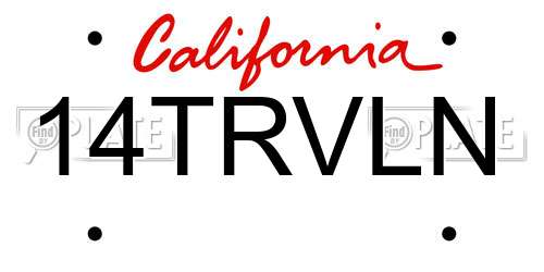 14TRVLN California License Plate