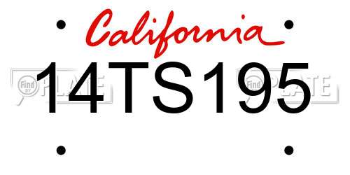 14TS195 California License Plate