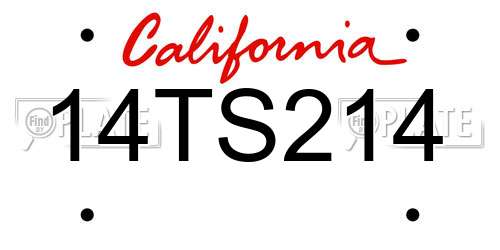 14TS214 California License Plate