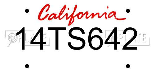 14TS642 California License Plate
