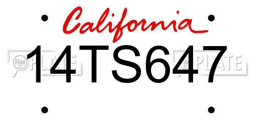14TS647 California License Plate