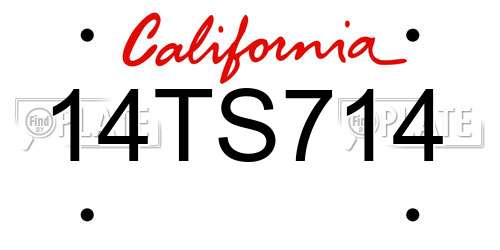 14TS714 California License Plate