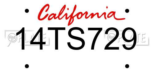 14TS729 California License Plate