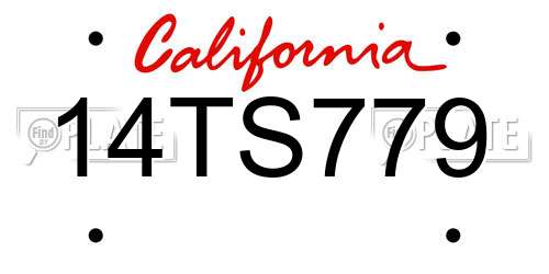 14TS779 California License Plate