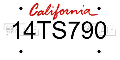 14TS790 California License Plate