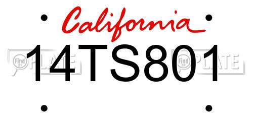 14TS801 California License Plate