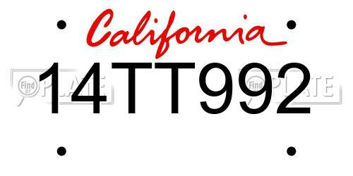 14TT992 California License Plate