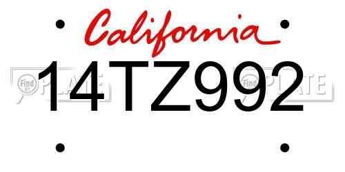14TZ992 California License Plate