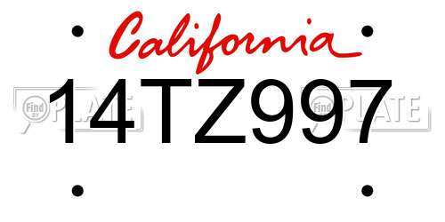 14TZ997 California License Plate