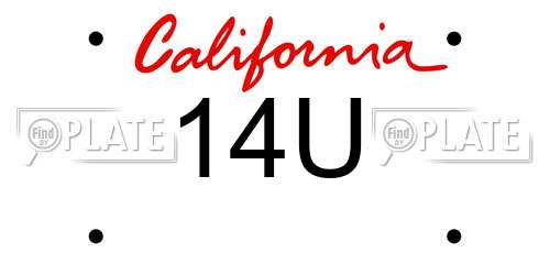 14U California License Plate