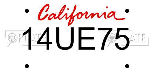 14UE75 California License Plate