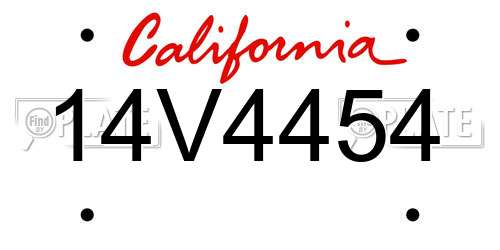14V4454 California License Plate