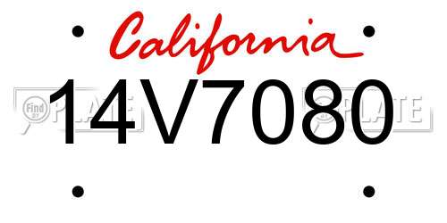 14V7080 California License Plate