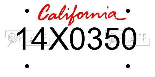 14X0350 California License Plate